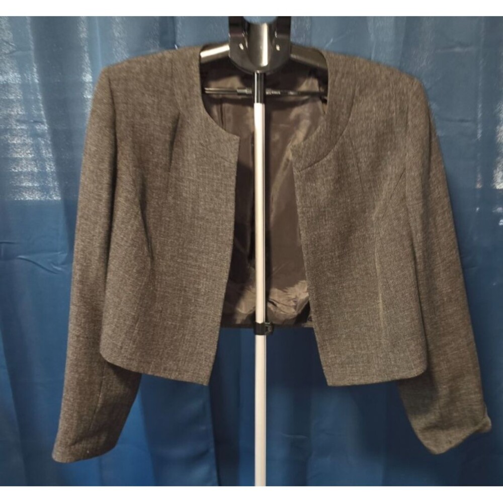 Kasper Dark Gray Black Suit Blazer Jacket Woman Size 16W Open Front